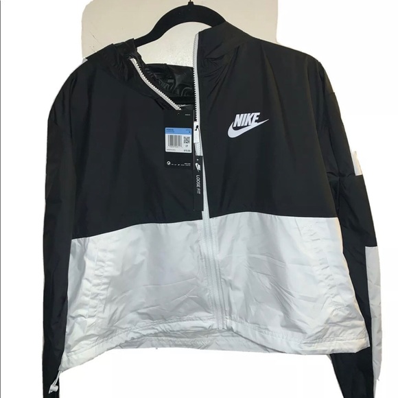 nike swoosh colorblock zip front hooded jacket